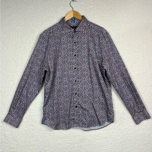 Robert Graham Knowledge Wisdom Truth Men's Sz XL Blue White Brown Shirt Button